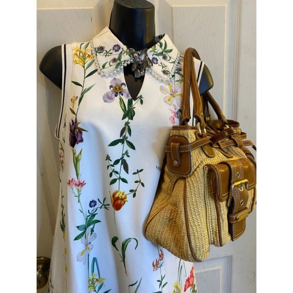 Michael Kors Yellow Brown Woven Tote Bag - Picture 10 of 15